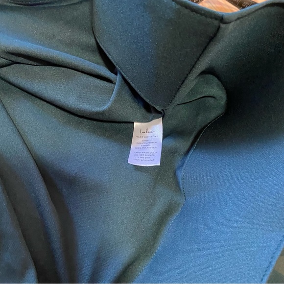 NWOT Lulus Sophisticated Charisma Dark Teal Tie-Strap A-Line Midi Dress - Picture 9 of 13